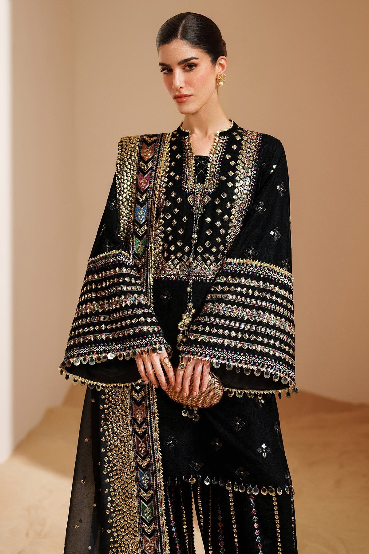 Jazmin Luxury Velvet with 9mm Sequence and Bamber Chiffon Duppata with 4 sided Heavy Patch