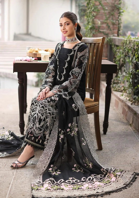 KAHF LUXURY BLACK EMBROIDERED 3 PC