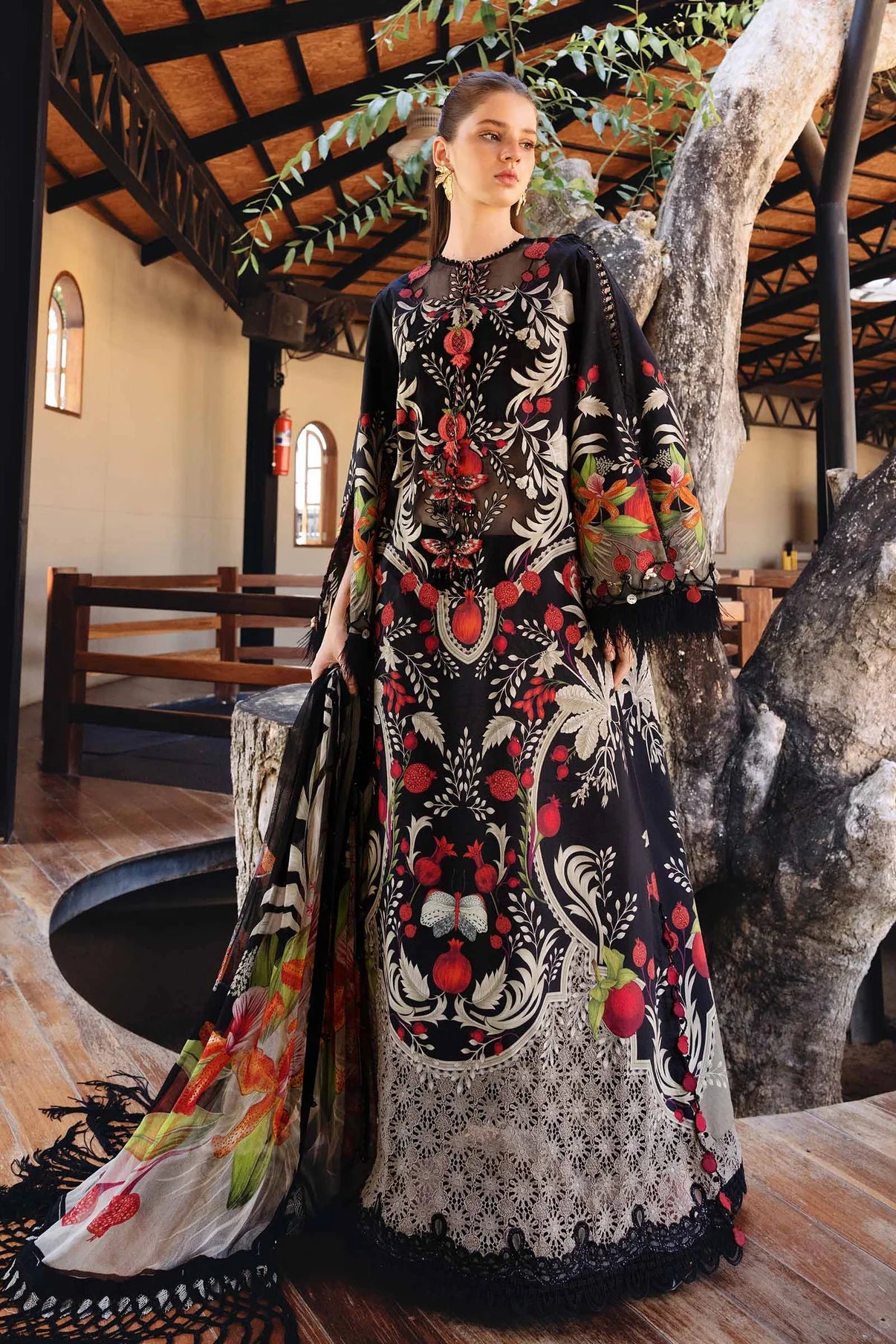 MARIA B. LUXURY PRINTED 3 PIECE WITH EMBROIDERED PATCHES