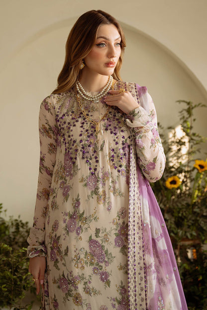 Nureh Silk Printed 3pc Article With Silk Printed Duppata Off White Color