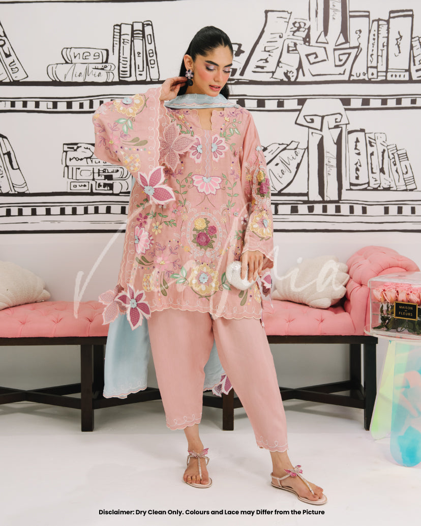 Viscose Embroidered 3pc Article Pink Color Nia Mia
