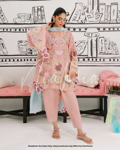 Viscose Embroidered 3pc Article Pink Color Nia Mia