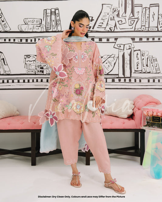 Viscose Embroidered 3pc Article Pink Color Nia Mia