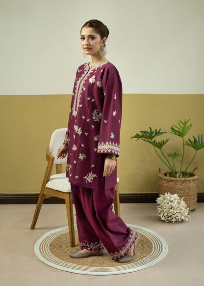 Urge Dhanak Embroidered 2pc Article Plum Color