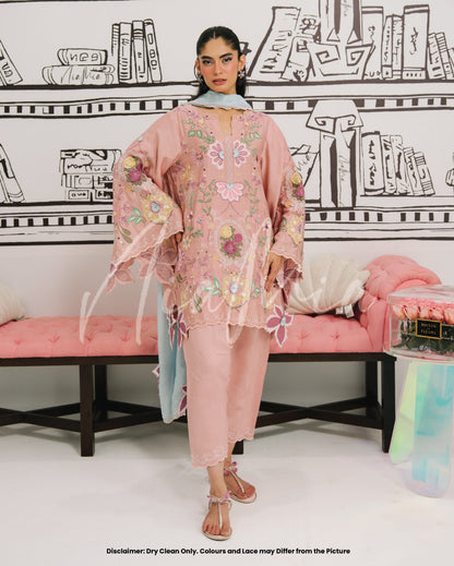 Viscose Embroidered 3pc Article Pink Color Nia Mia