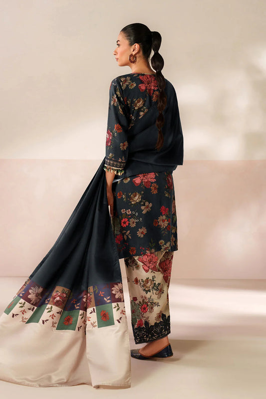 BAROQUE LUXURY PRINTED 3 PIECE WITH EMBROIDERED PATCHES
