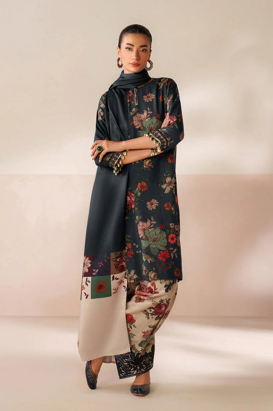 BAROQUE LUXURY PRINTED 3 PIECE WITH EMBROIDERED PATCHES