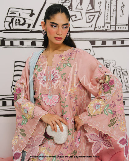 Viscose Embroidered 3pc Article Pink Color Nia Mia