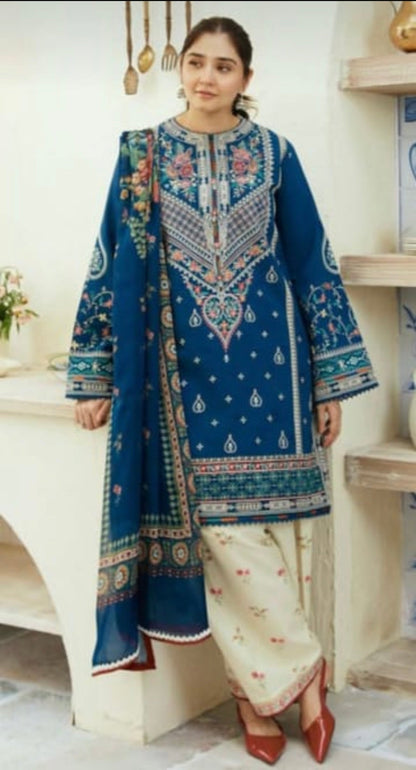 Zara ShahJahan Embroidered Dhanak 3 Piece