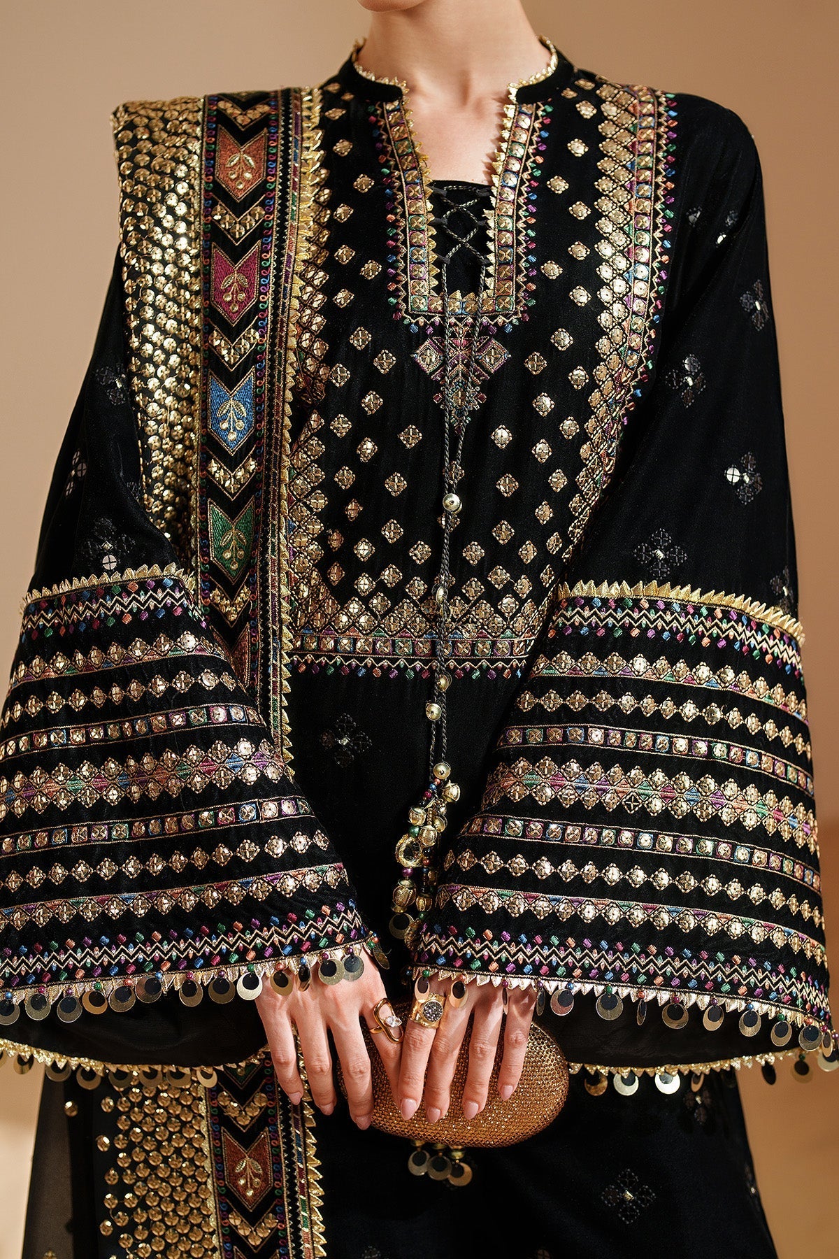 Jazmin Luxury Velvet with 9mm Sequence and Bamber Chiffon Duppata with 4 sided Heavy Patch