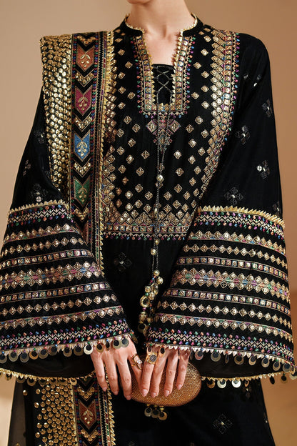 Jazmin Luxury Velvet with 9mm Sequence and Bamber Chiffon Duppata with 4 sided Heavy Patch