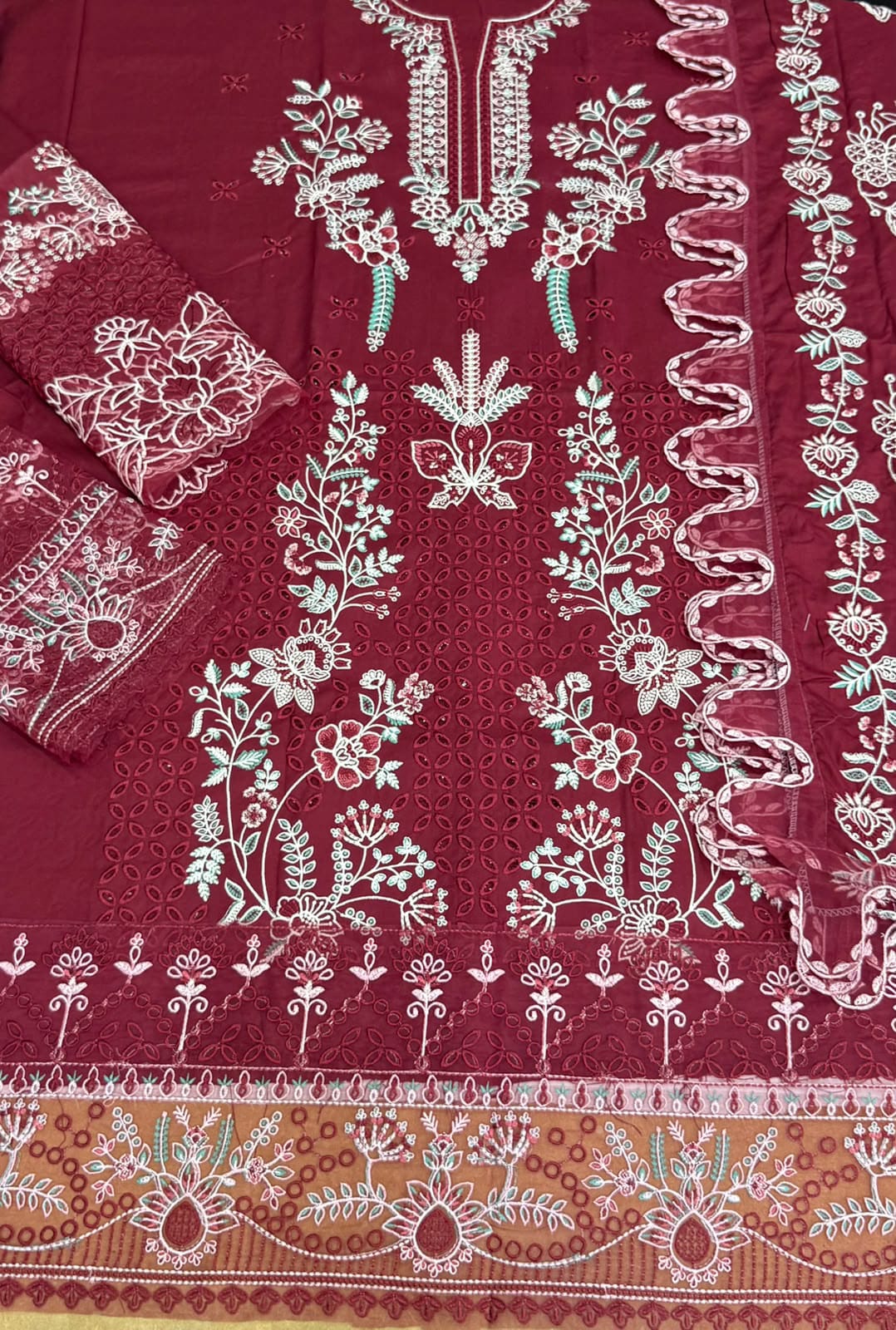 Dhanak Embroidered 3pc Luxury Article Marina AKS
