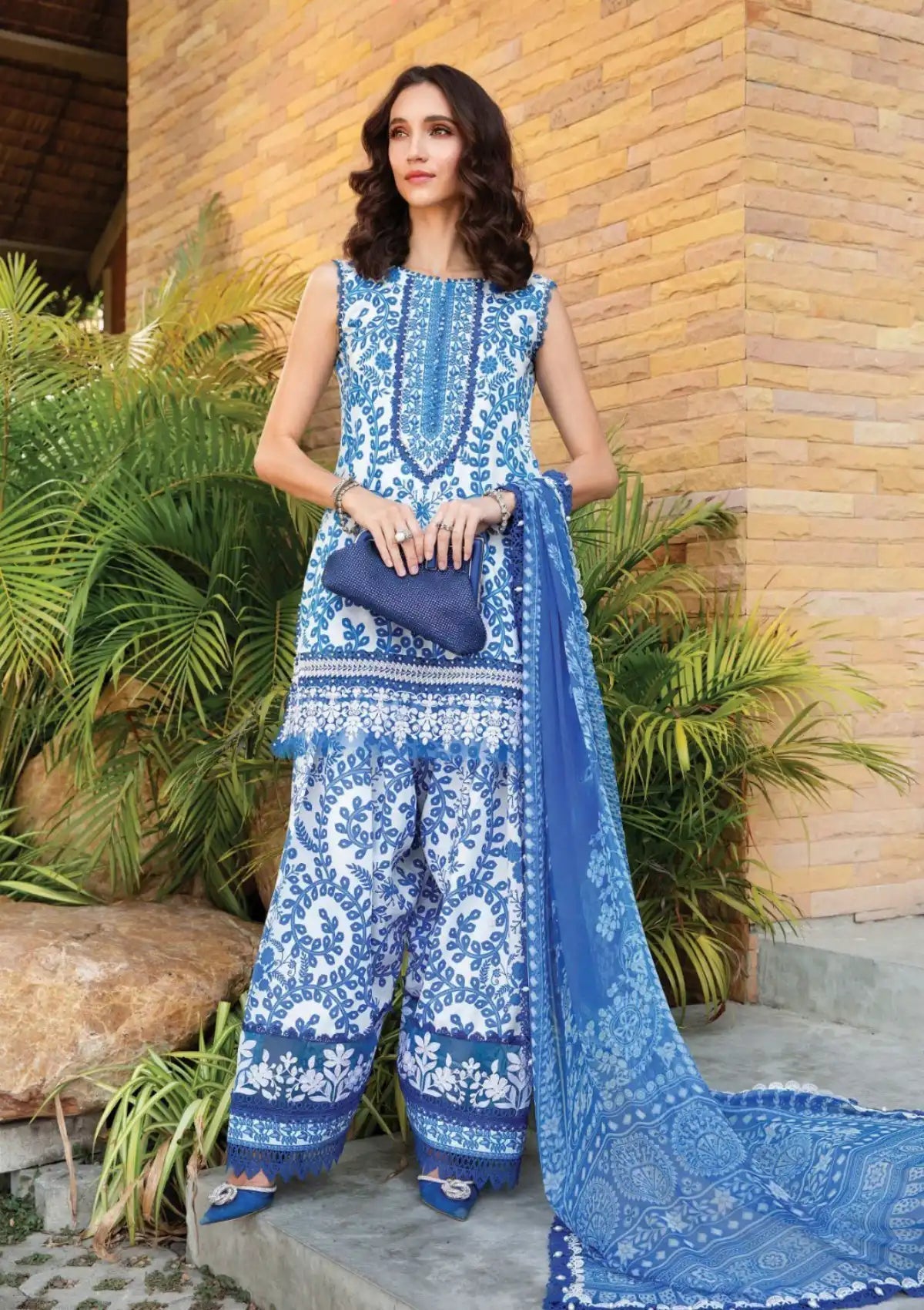 Maria B. Printed Lawn 3 Piece (Sleeves included)