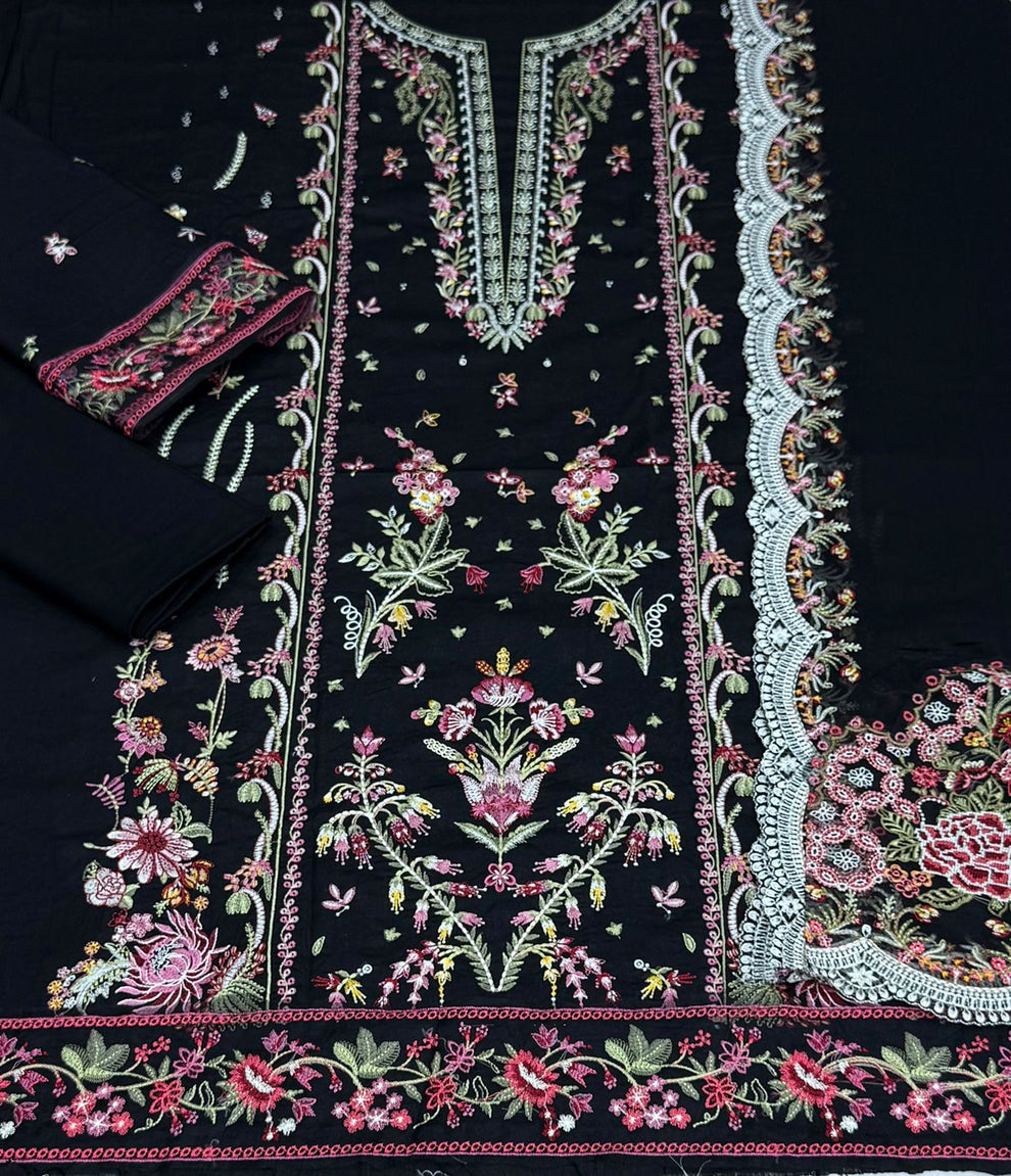 QALAMKAR LUXURY EMBROIDERED LAWN 3 PC SET