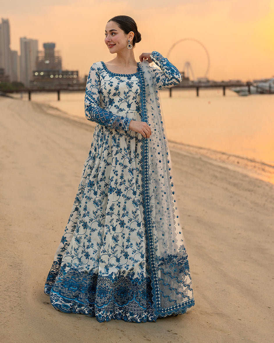 FAIZA SAQLAIN LUXURY EMBROIDERED 3 PC FROCK SET