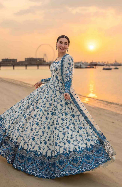 FAIZA SAQLAIN LUXURY EMBROIDERED 3 PC FROCK SET