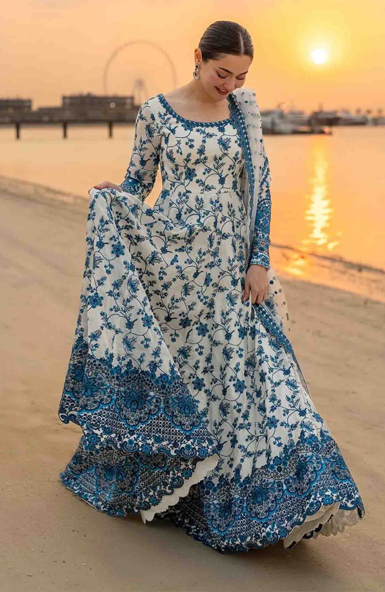 FAIZA SAQLAIN LUXURY EMBROIDERED 3 PC FROCK SET