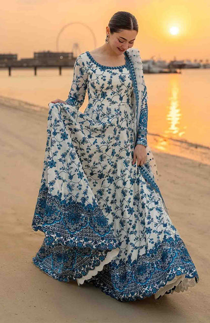 FAIZA SAQLAIN LUXURY EMBROIDERED 3 PC FROCK SET