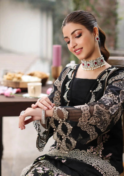 KAHF LUXURY BLACK EMBROIDERED 3 PC