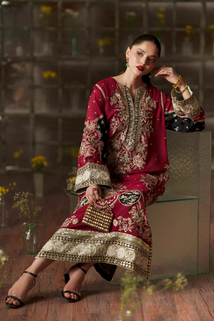 ETHNC LUXURY EMBROIDERED  SILK 2 PC