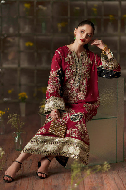 ETHNC LUXURY EMBROIDERED  SILK 2 PC