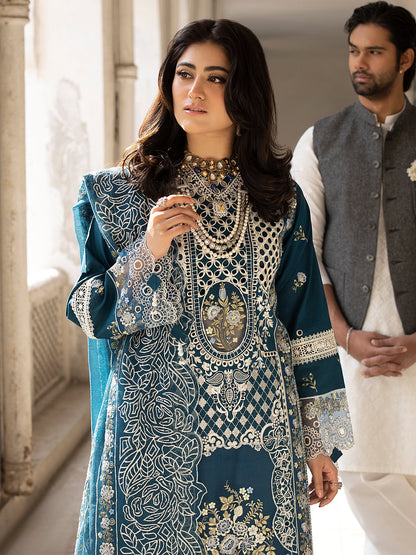 MAHNUR LUXURY EMBROIDERED UNSTITCHED 3 PC ARTICLE