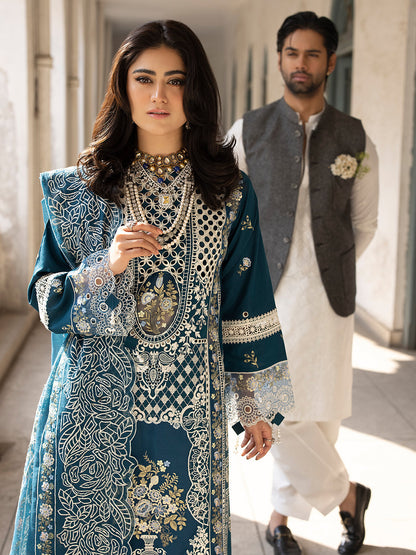 MAHNUR LUXURY EMBROIDERED UNSTITCHED 3 PC ARTICLE