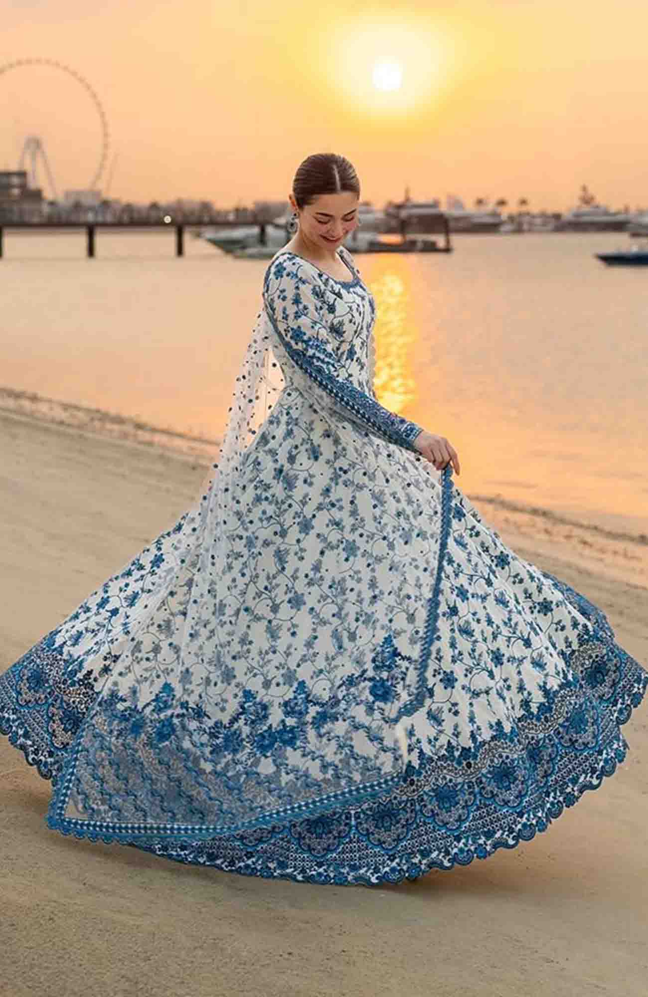 FAIZA SAQLAIN LUXURY EMBROIDERED 3 PC FROCK SET